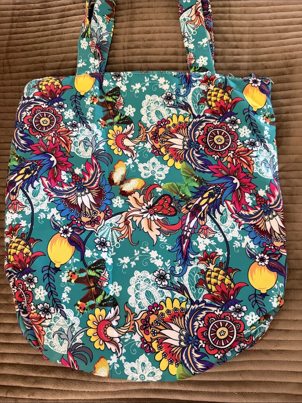Cath Kidston Teal Multi Zipper Close Shopper Shoulder Tote Bag - Picture 5 of 8